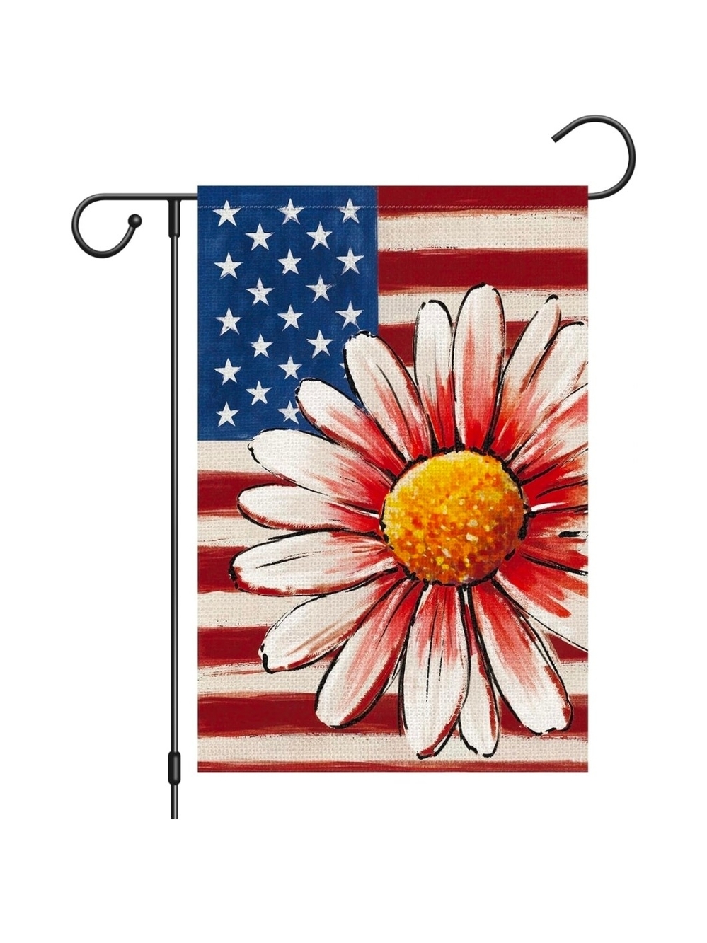 Patriotic Daisy Garden Flag - Red, White & Blue